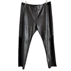 Soft Surroundings Skylar Leggings Womens 1X Black Silver Metallic‎ Stretch Moto